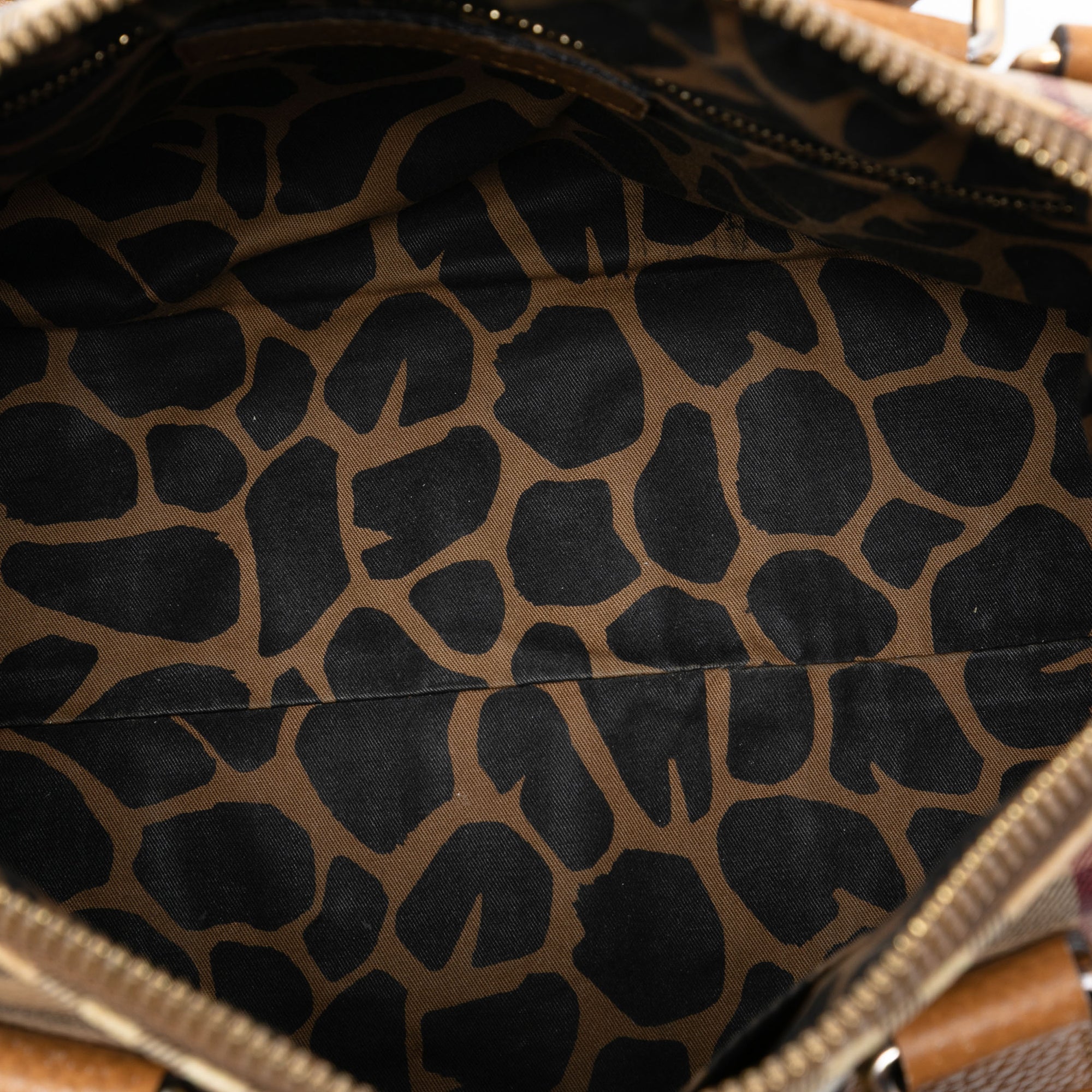 Small Haymarket Check Coated Canvas Animal Print Blaze Satchel