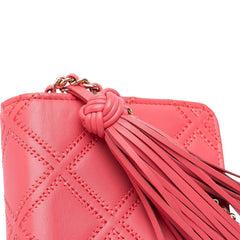 Quilted Lambskin Double Stitch Tassel Wallet On Chain