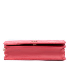 Quilted Lambskin Double Stitch Tassel Wallet On Chain