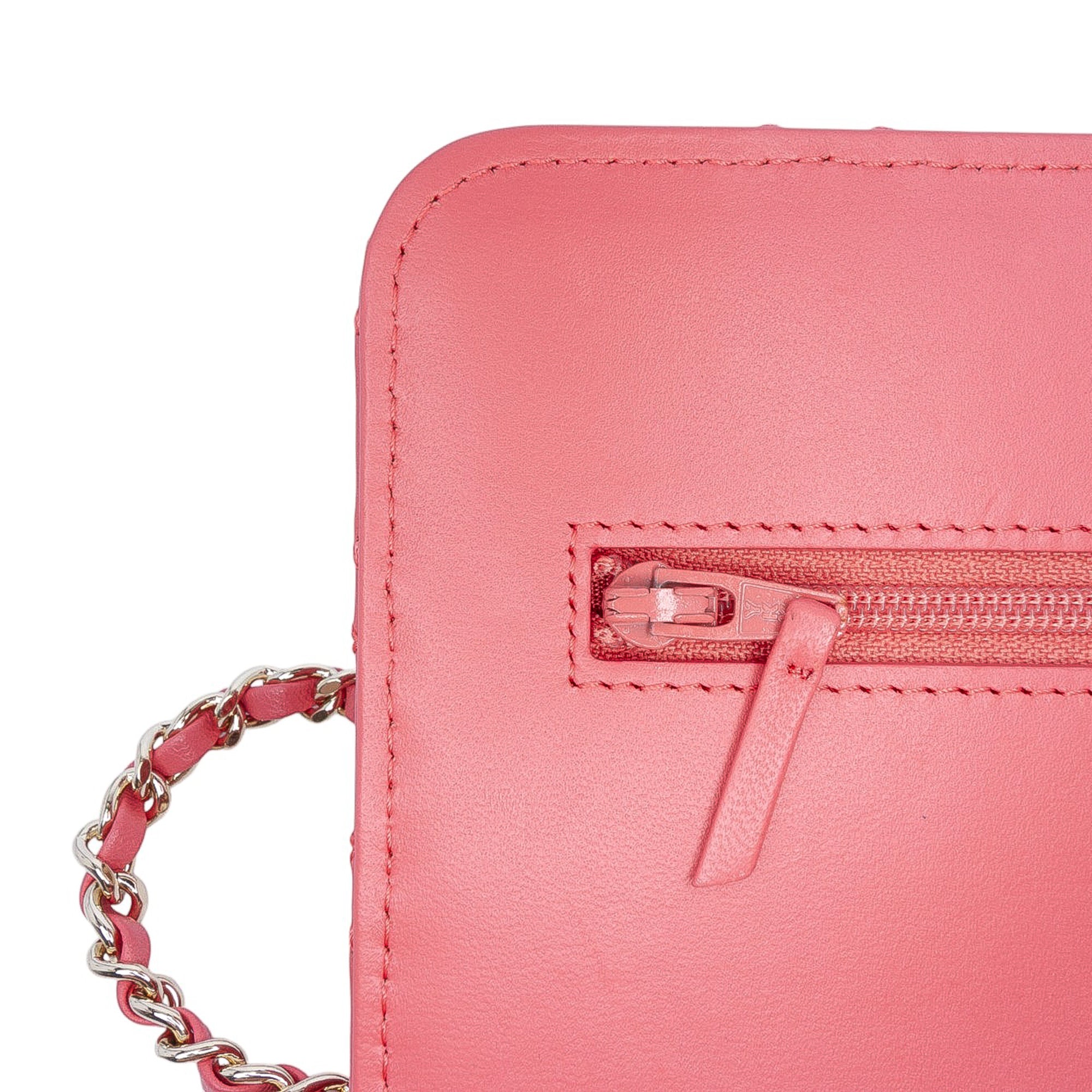 Quilted Lambskin Double Stitch Tassel Wallet On Chain