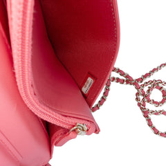 Quilted Lambskin Double Stitch Tassel Wallet On Chain