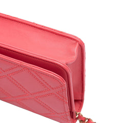 Quilted Lambskin Double Stitch Tassel Wallet On Chain