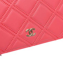 Quilted Lambskin Double Stitch Tassel Wallet On Chain