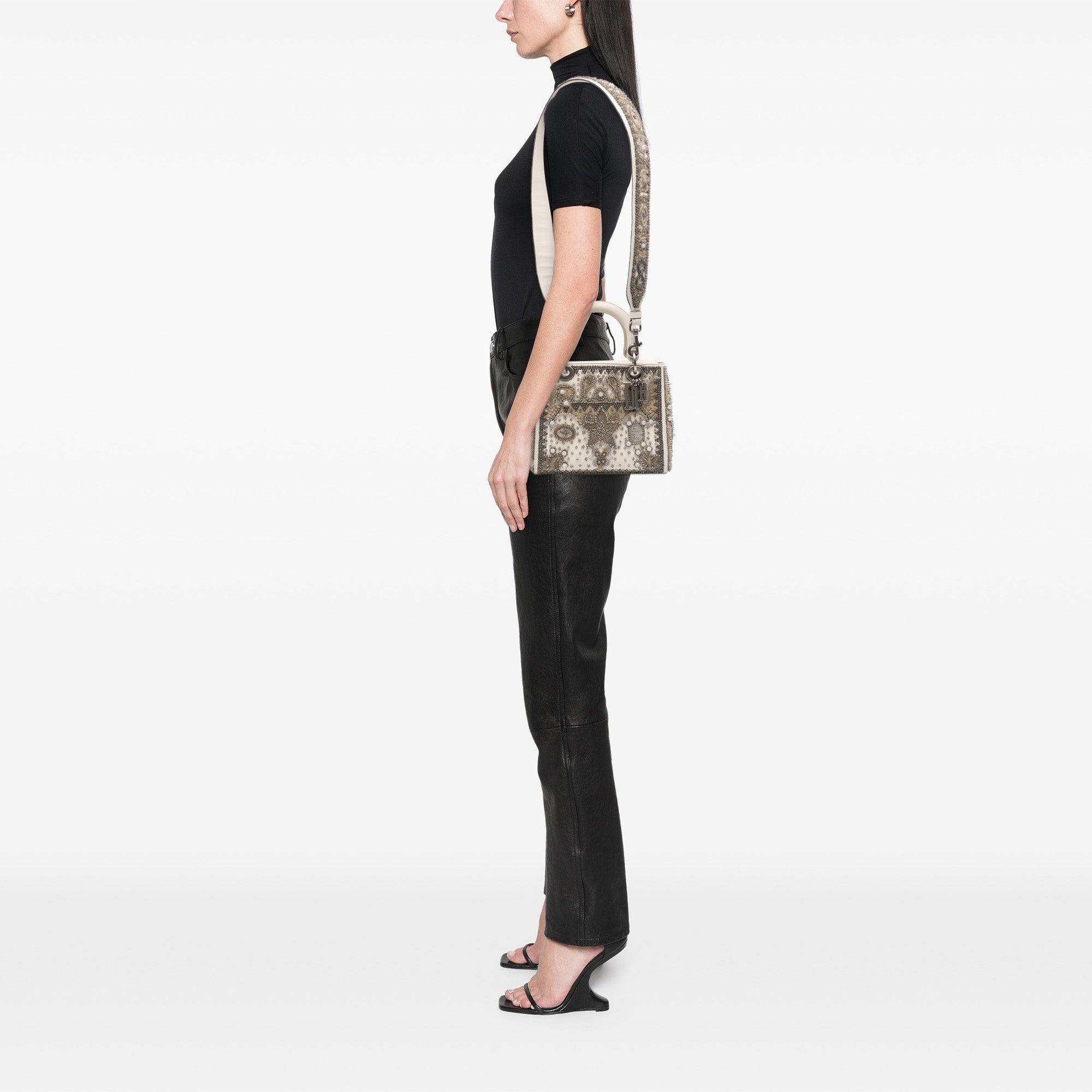 Medium Lambskin Embroidered and Beaded Lady D Lite