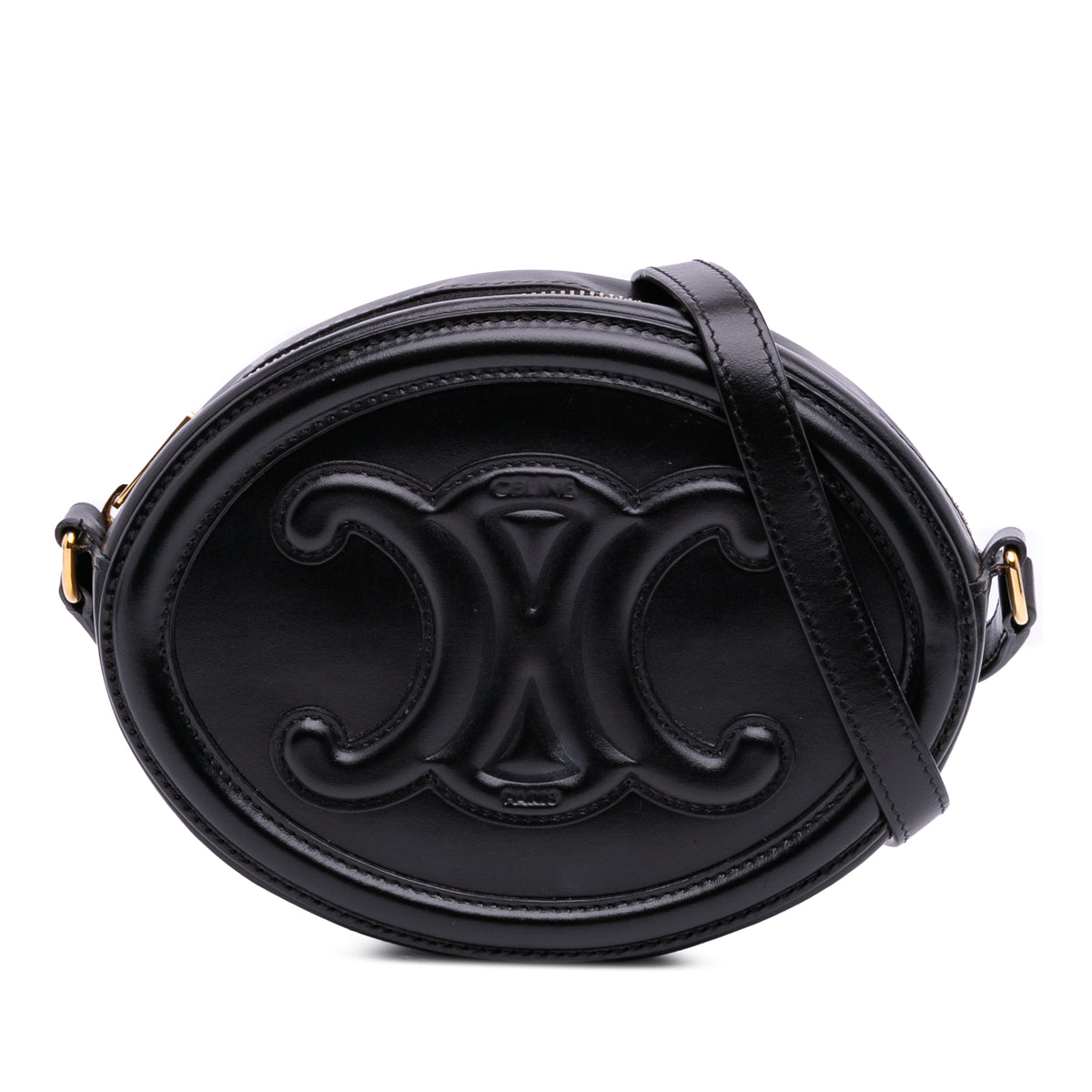 Small Calfskin Cuir Triomphe Oval Crossbody