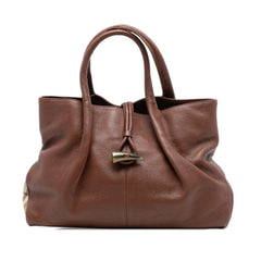 Medium House Check Trimmed Leather Horn Toggle Tote