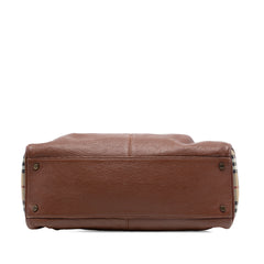 Medium House Check Trimmed Leather Horn Toggle Tote