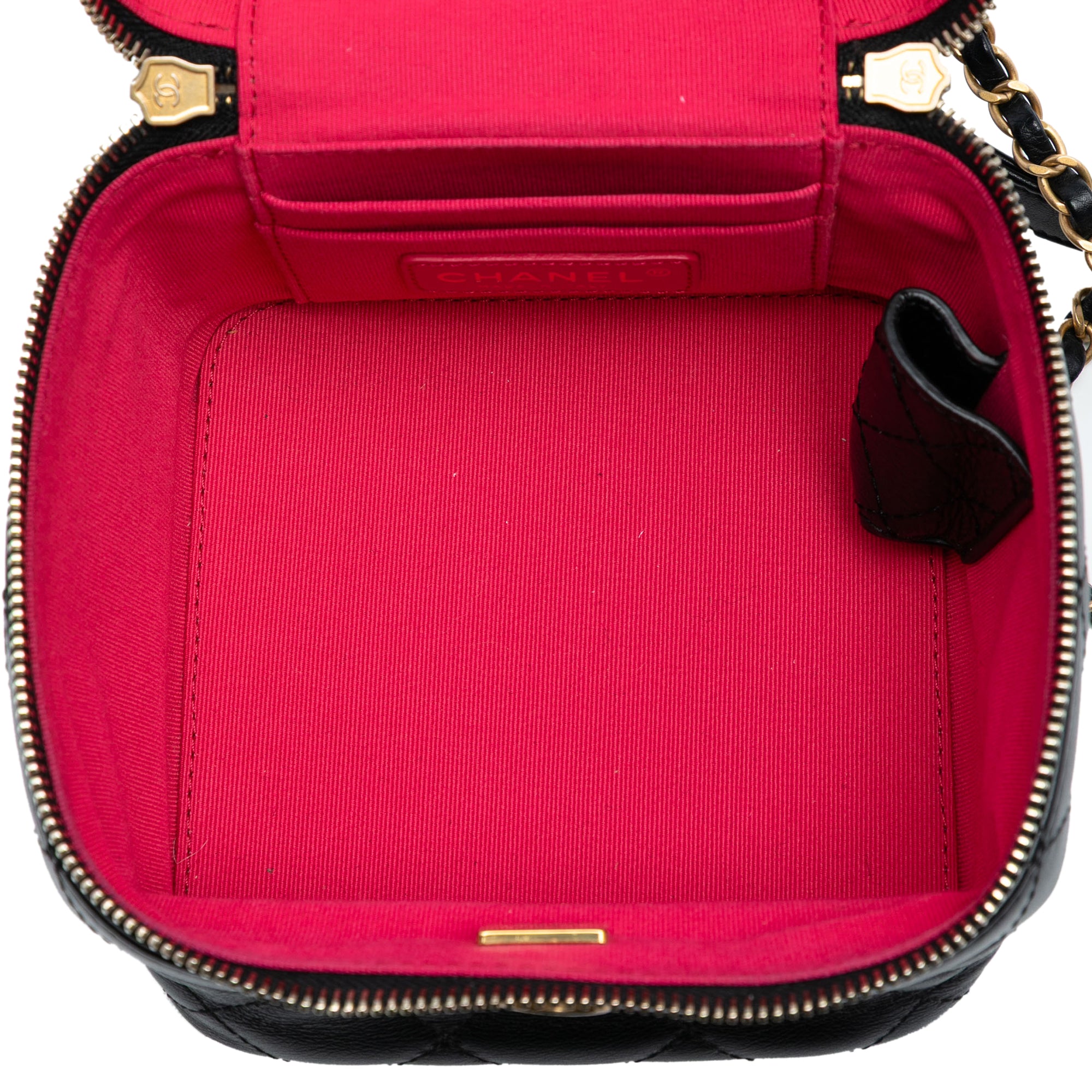 CC Quilted Calfskin Vanity Case with Chain