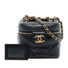 CC Quilted Calfskin Vanity Case with Chain