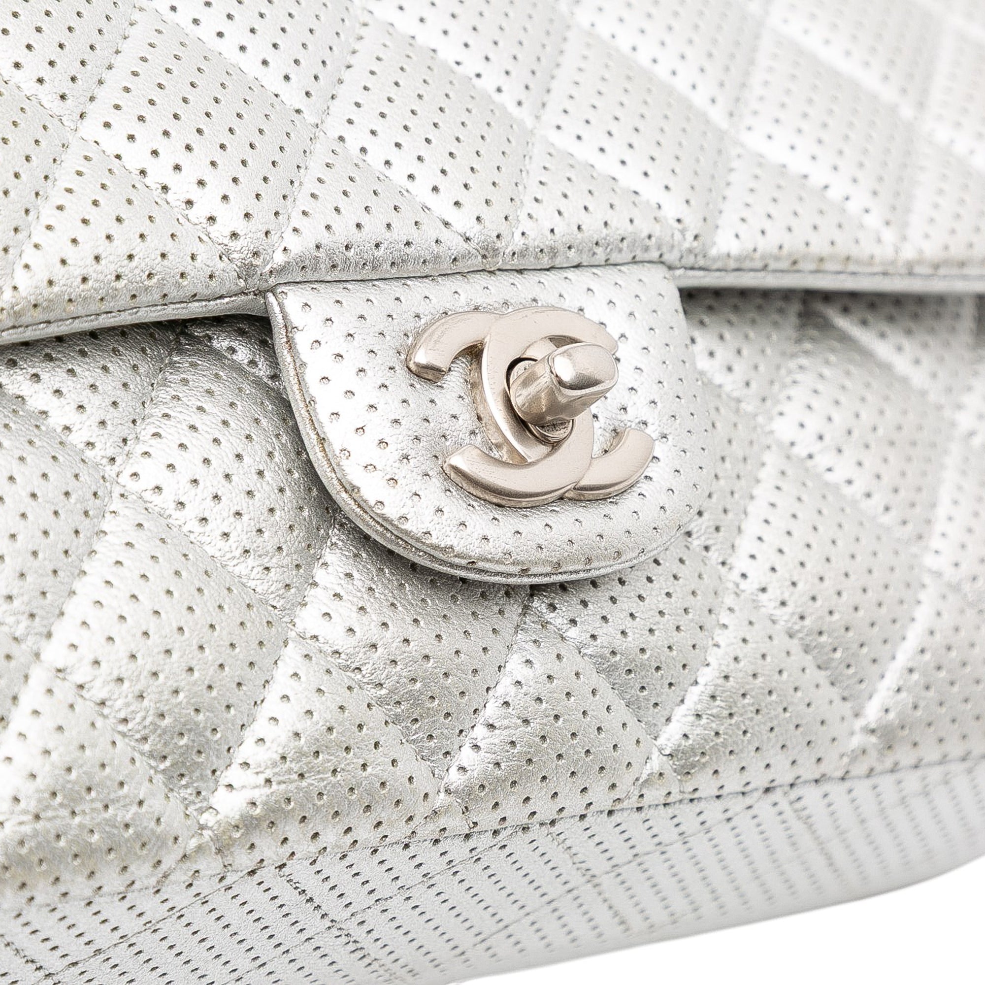 Medium Classic Perforated Lambskin Double Flap