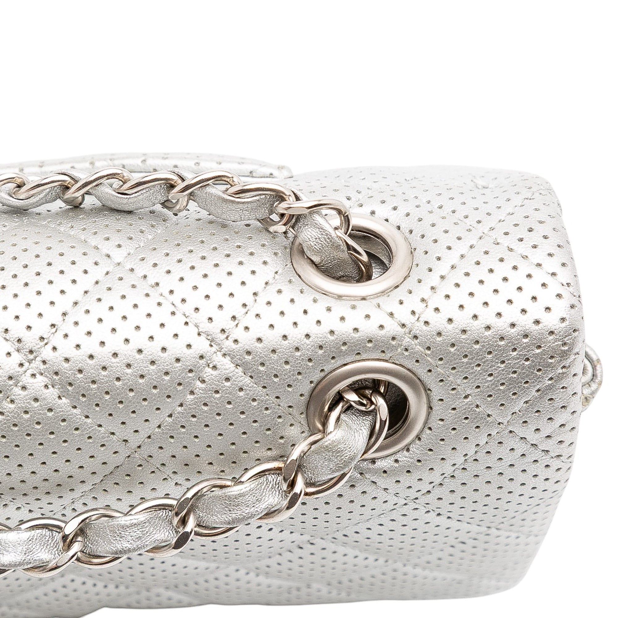 Medium Classic Perforated Lambskin Double Flap