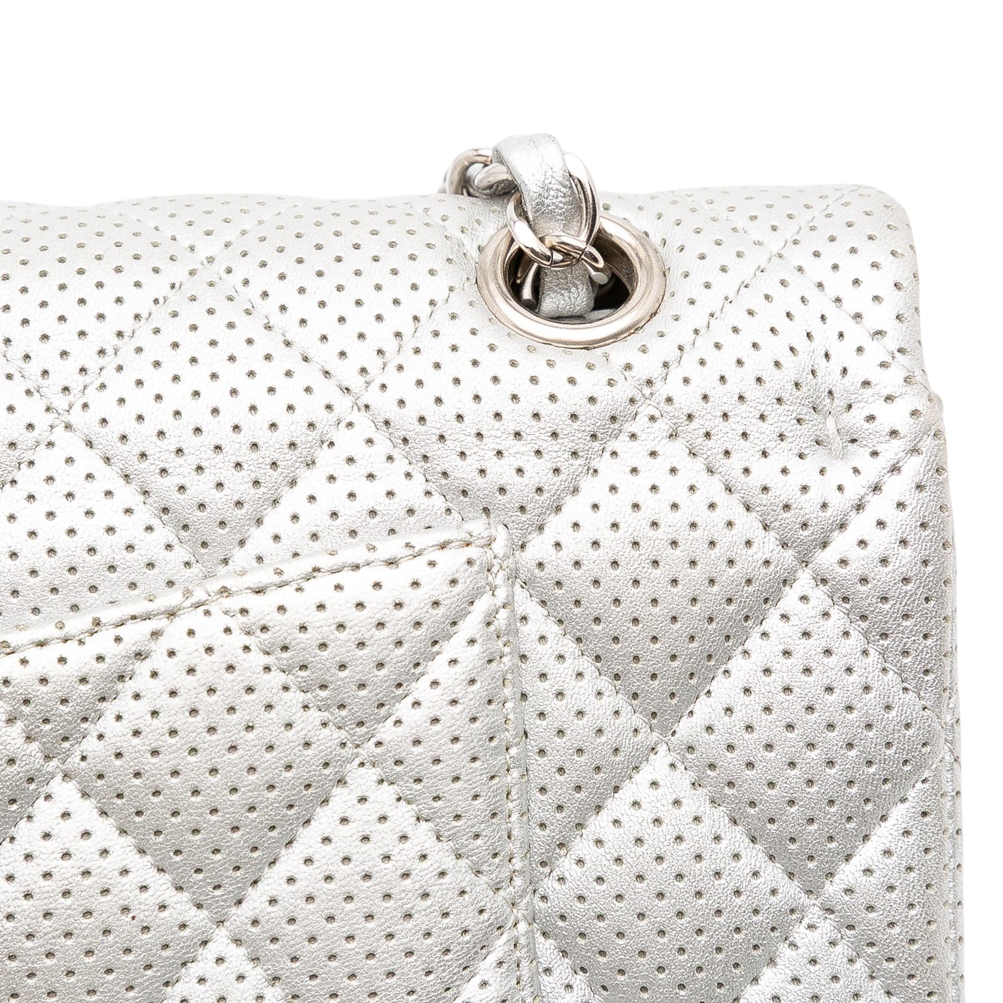 Medium Classic Perforated Lambskin Double Flap