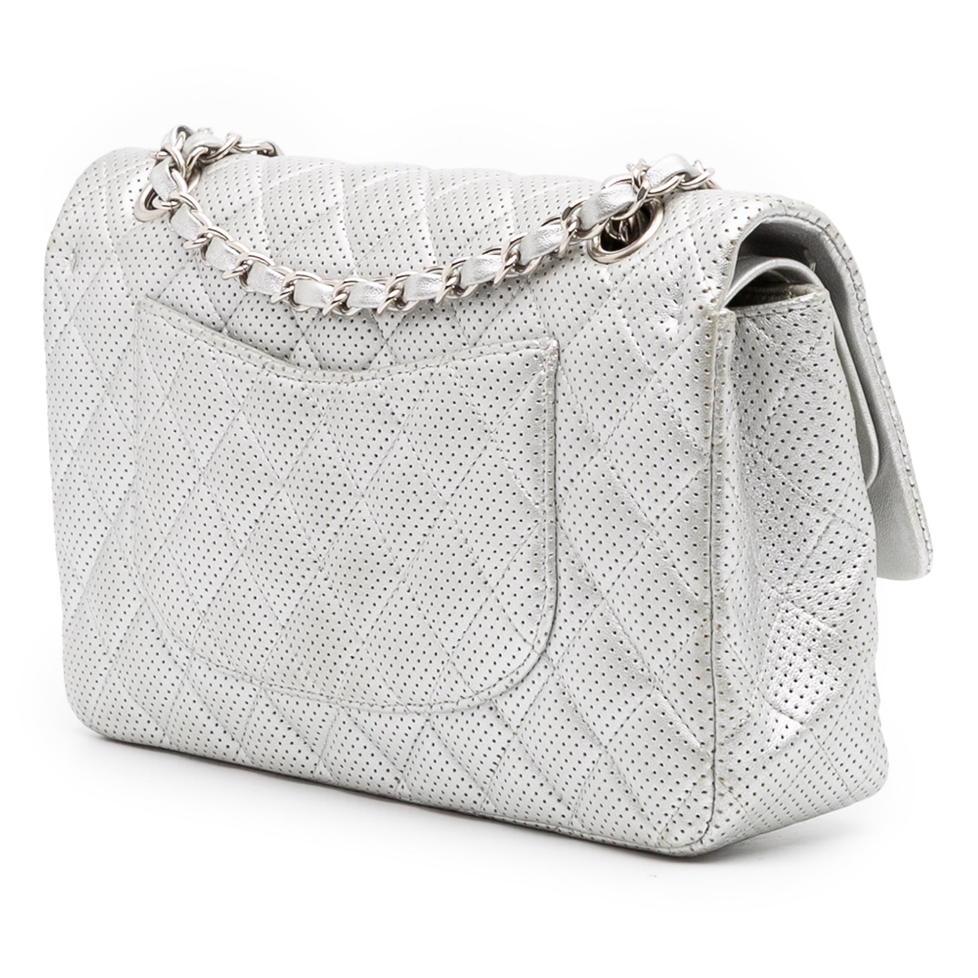 Medium Classic Perforated Lambskin Double Flap