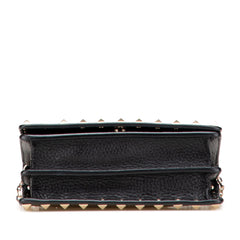 Pebbled Calfskin Rockstud Chain Wallet