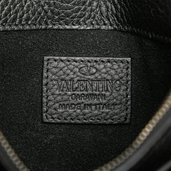 Pebbled Calfskin Rockstud Chain Wallet