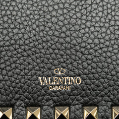 Pebbled Calfskin Rockstud Chain Wallet