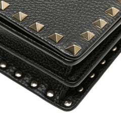 Pebbled Calfskin Rockstud Chain Wallet