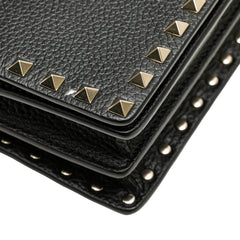 Pebbled Calfskin Rockstud Chain Wallet
