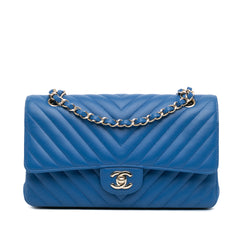 Medium Classic Chevron Lambskin Double Flap