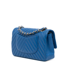 Medium Classic Chevron Lambskin Double Flap