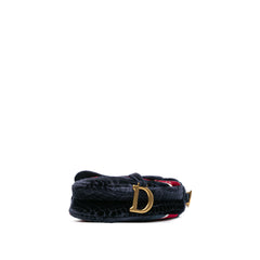 Velvet Embroidered Crocodile Effect Saddle Bag