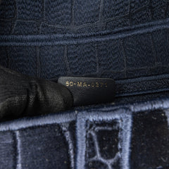 Velvet Embroidered Crocodile Effect Saddle Bag