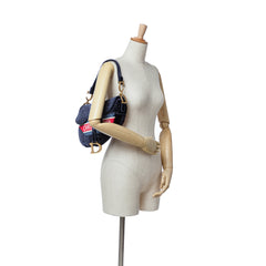 Velvet Embroidered Crocodile Effect Saddle Bag