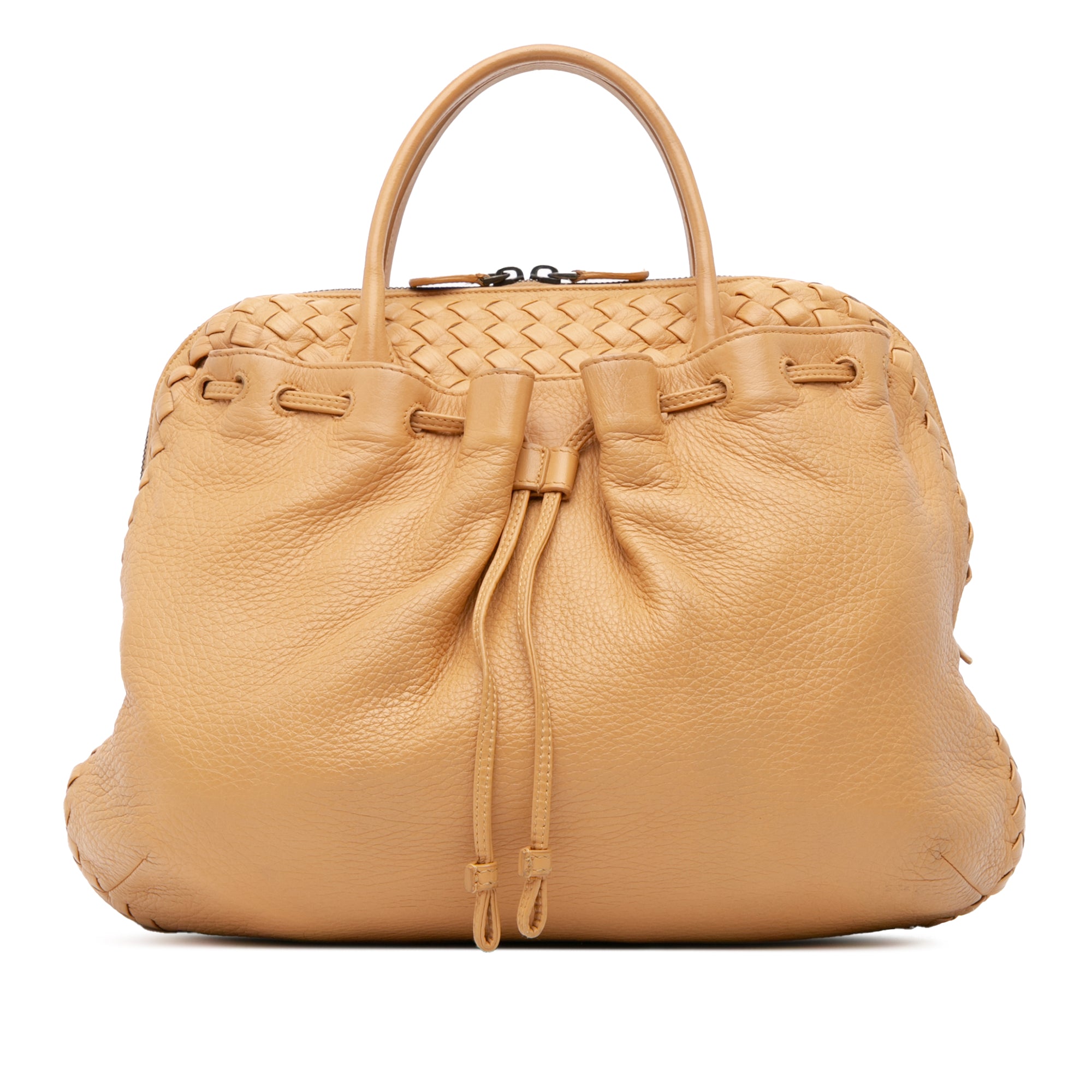 Intrecciato Trimmed Leather Handbag