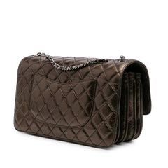 Medium Metallic Crackled Calfskin Clams Pocket Flap