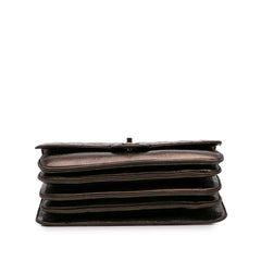Medium Metallic Crackled Calfskin Clams Pocket Flap