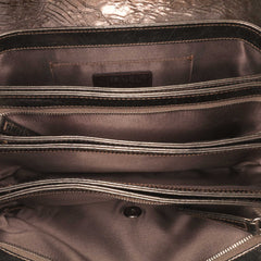 Medium Metallic Crackled Calfskin Clams Pocket Flap