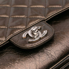 Medium Metallic Crackled Calfskin Clams Pocket Flap