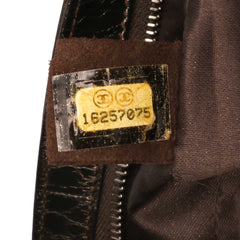 Medium Metallic Crackled Calfskin Clams Pocket Flap
