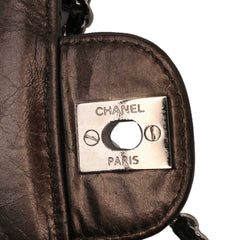 Medium Metallic Crackled Calfskin Clams Pocket Flap