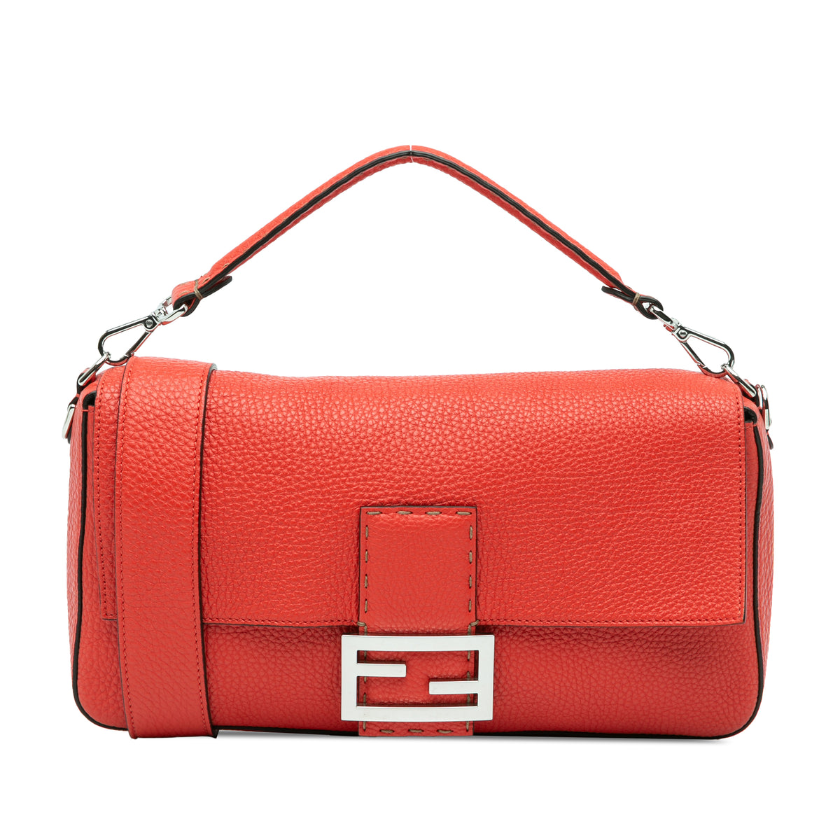 Large Leather Selleria Baguette Satchel