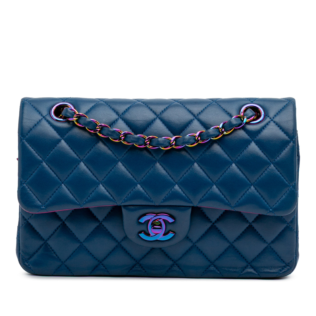 Small Classic Lambskin Rainbow Double Flap