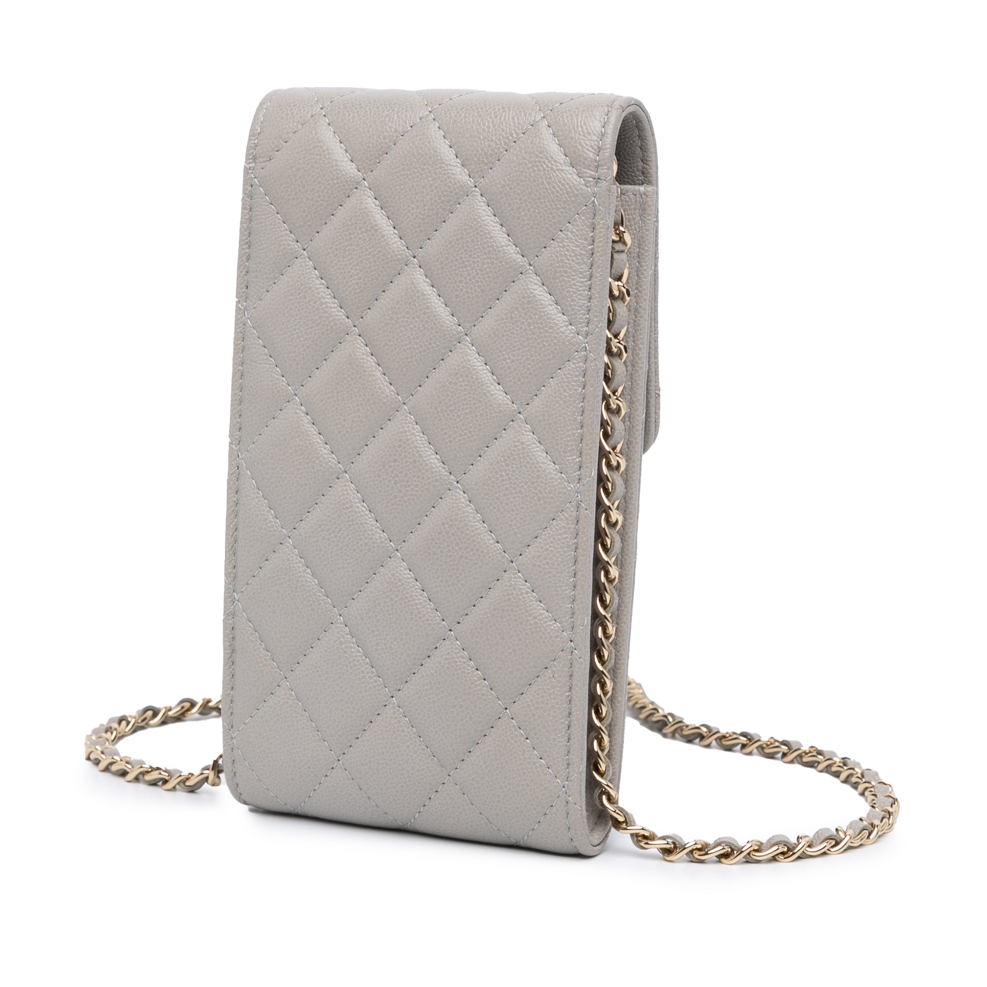 Quilted Caviar Phone and Airpods Pro Case with Chain