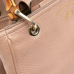Small Calfskin Bamboo Shopper Satchel