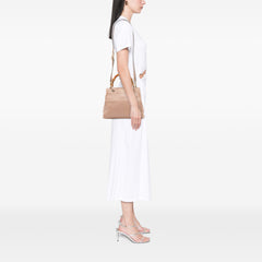 Small Calfskin Bamboo Shopper Satchel