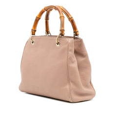 Small Calfskin Bamboo Shopper Satchel