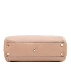 Small Calfskin Bamboo Shopper Satchel