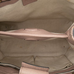 Small Calfskin Bamboo Shopper Satchel