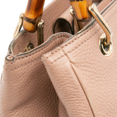 Small Calfskin Bamboo Shopper Satchel