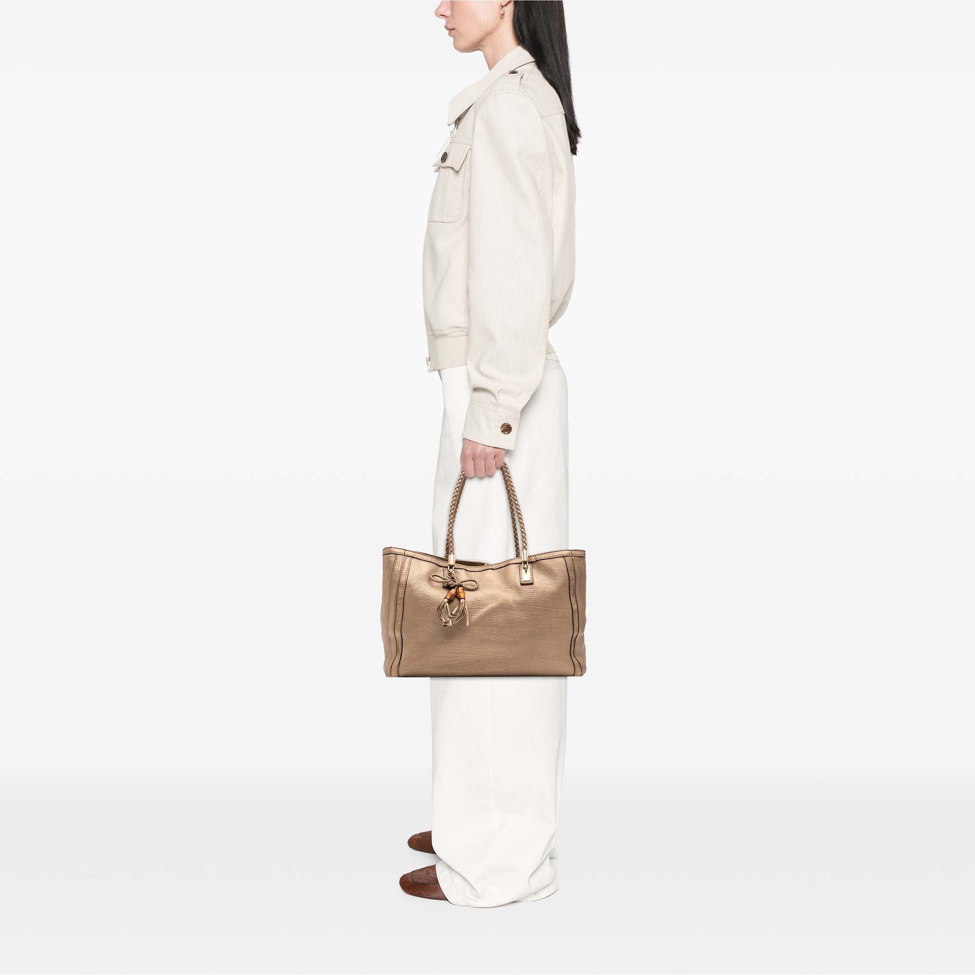 Metallic Grained Leather Bella Tote
