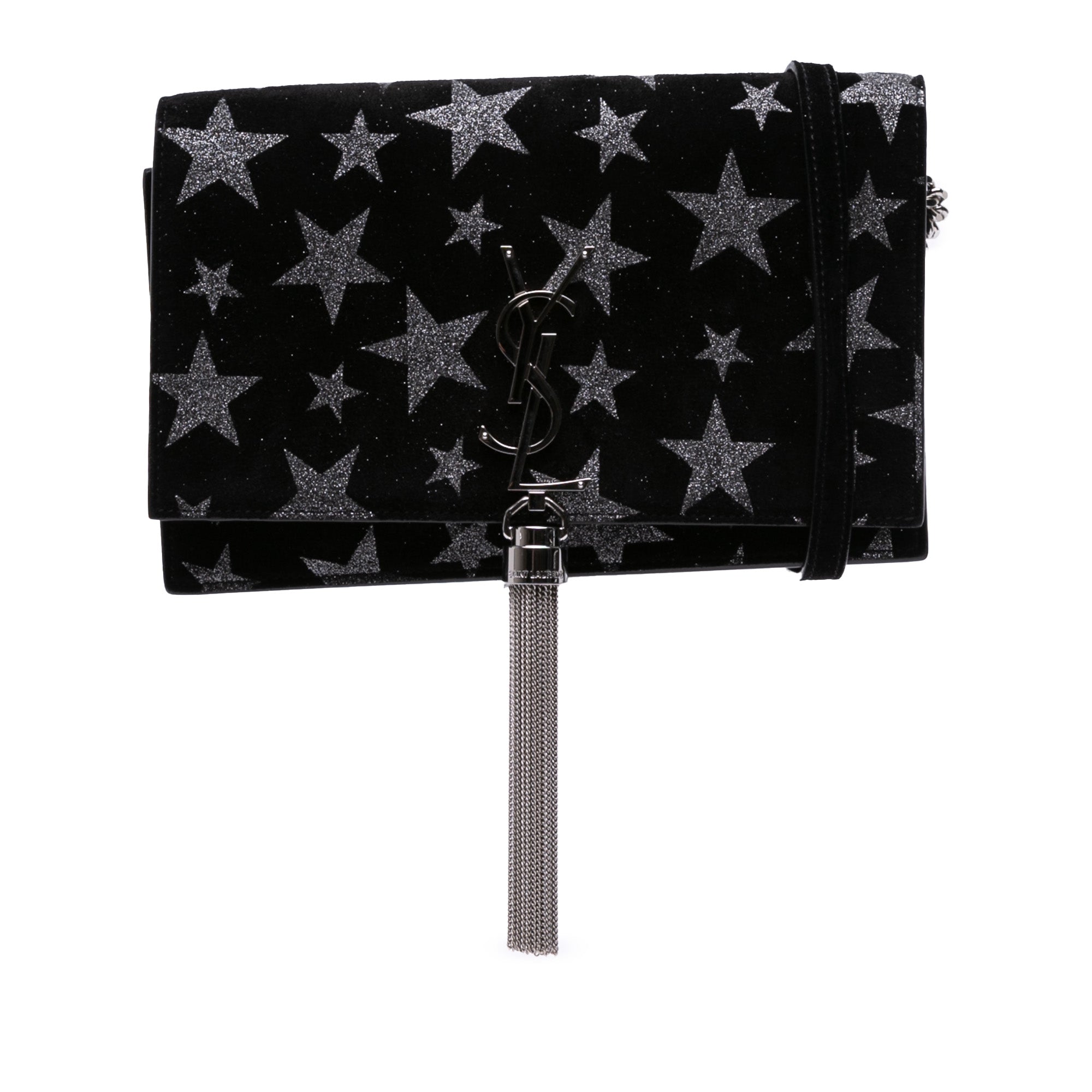 Suede Monogram Star Kate Tassel Wallet on Chain