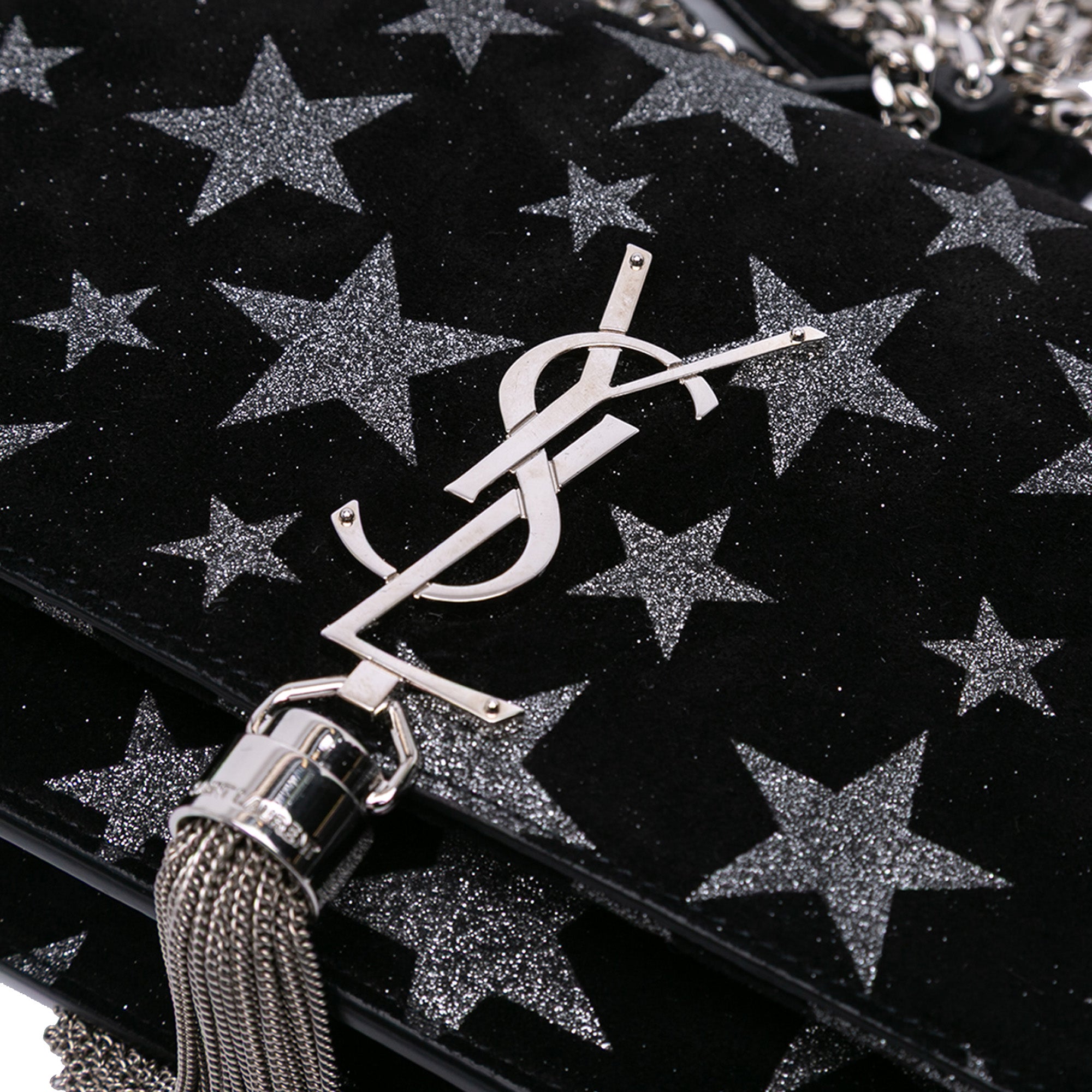 Suede Monogram Star Kate Tassel Wallet on Chain