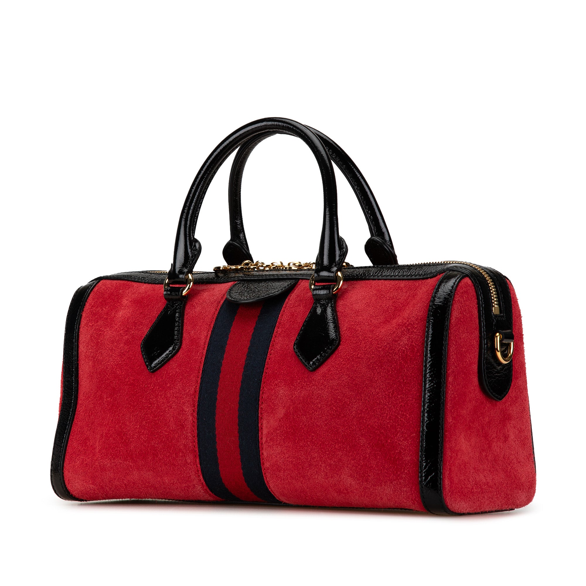 Medium Ophidia Suede Boston Bag