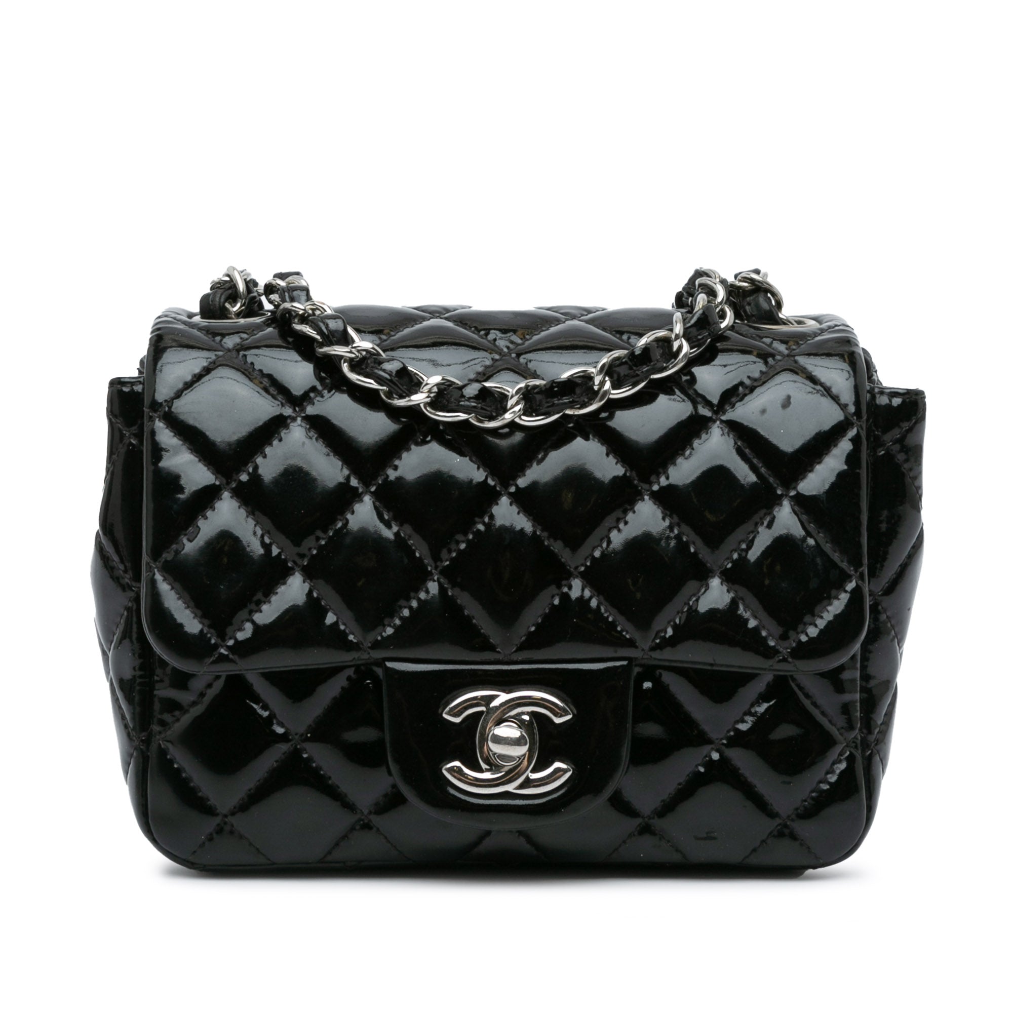 Mini Square Classic Patent Single Flap_0