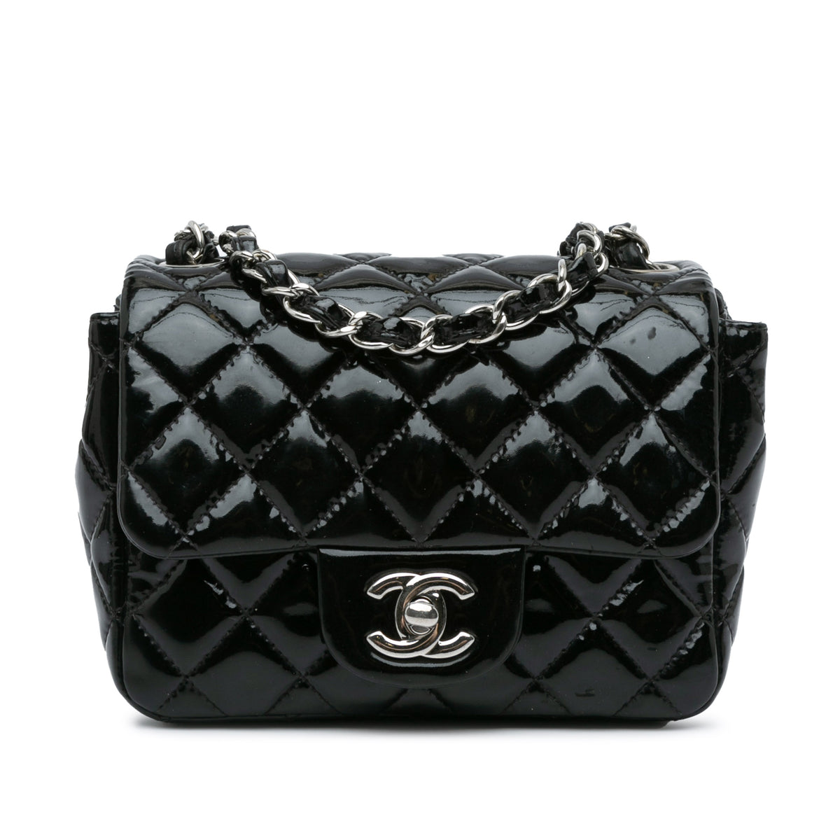 Mini Square Classic Patent Single Flap_0