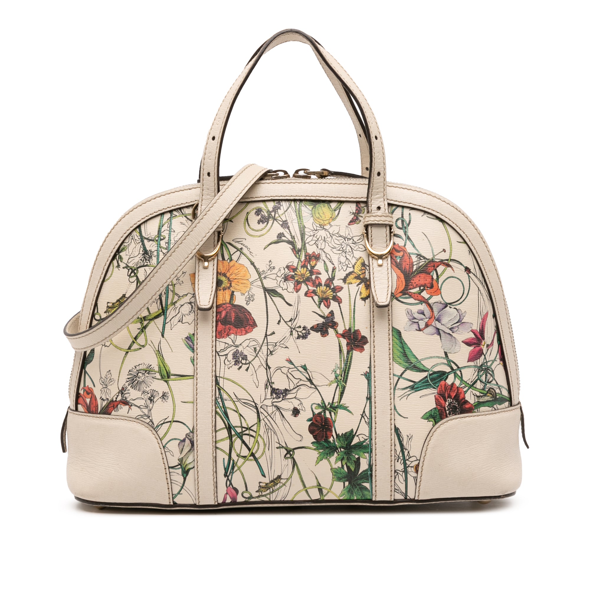 Small Leather Flora Nice Dome Satchel